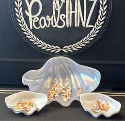 Plastic/pearl-sea-clam-bowl Shell trays 2 big and 8 small