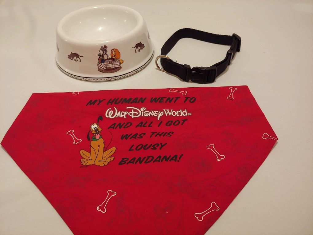 Disney dog bowl/collar