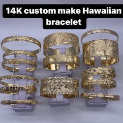 14K Solid Gold Hawaii heirloom Bracelet  Custom Make To Order/pre Order