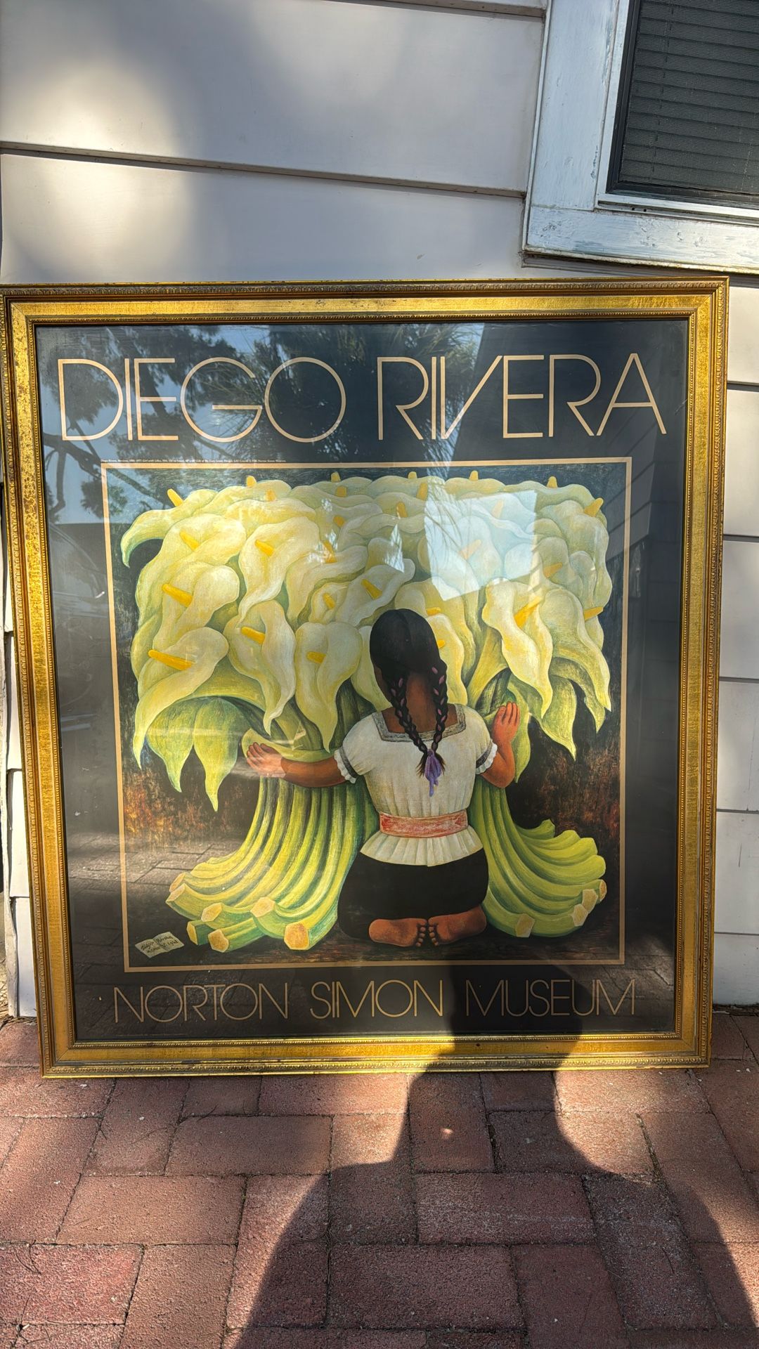 Diego Rivera “Girl with Lilies” – 1986 Norton Simon Museum Framed Poster (Large)