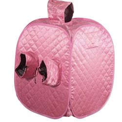 Portable Sauna Full Body Tent plus Steamer Machine, Chair, and Mat -Red