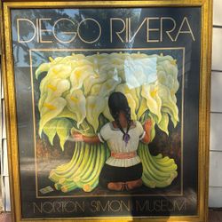 Diego Rivera “Girl with Lilies” – 1986 Norton Simon Museum Framed Poster (Large)
