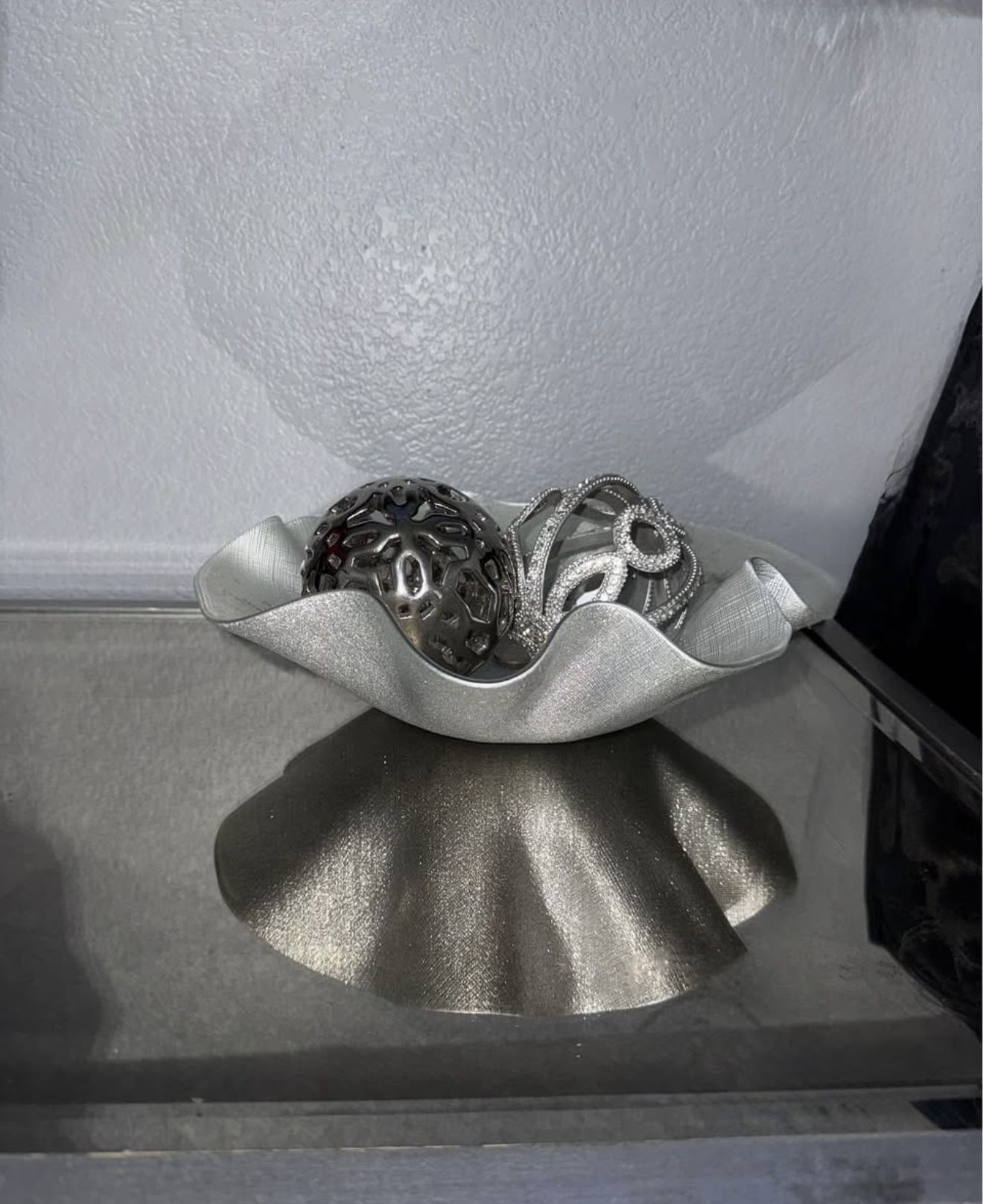 Glass Silver Bowl With Decor