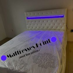 BEDFRAME FULL SIZE LED LIGHTS WITH MATTRESS🆕 LIMITED TIME OFFER 👈