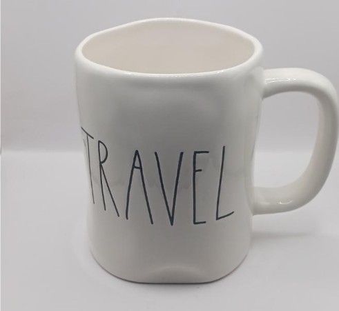Rae Dunn Artisan Collection by Magenta "Travel" MugWhite/Black Letters