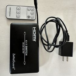 Zettaguard 4 Port x 1 HDMI Switch with PIP and IR wireless Remote/ Power Adapter
