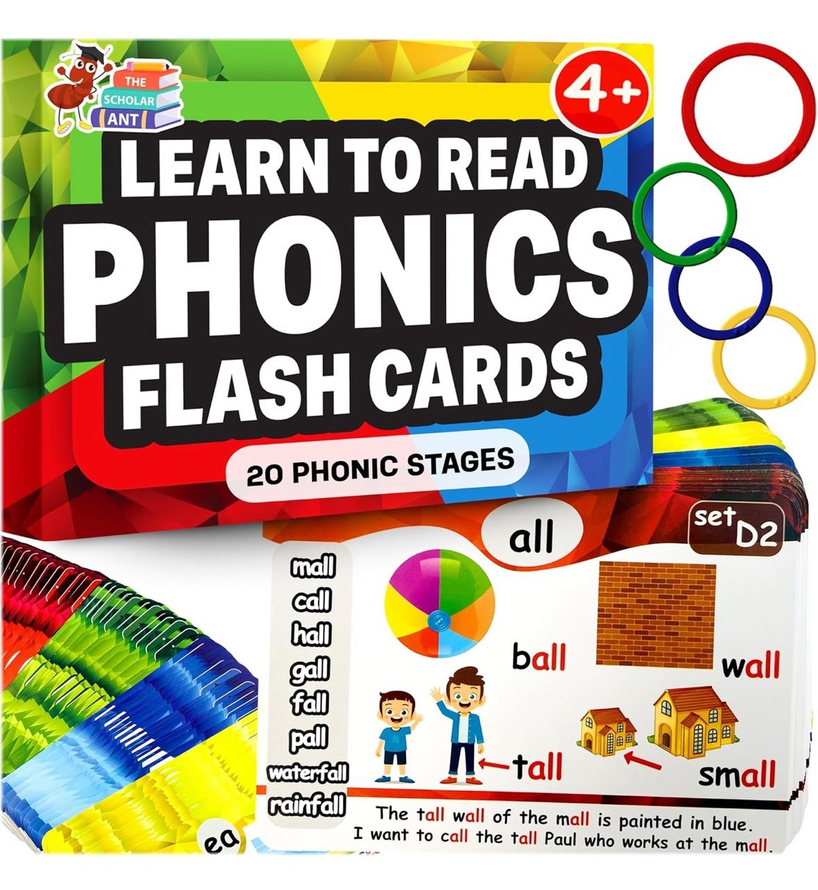 Brand New, Phonics Flash Cards Reading Kit – Kids Ages 4–8 – Early Learning System