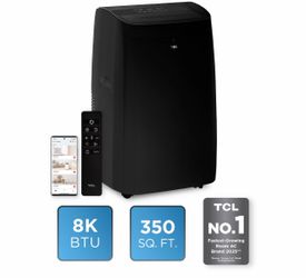TCL 8,000 BTU Smart Portable Air Conditioner (Black) - 3-in-1 Cooling. Fan & Dehumidifier. Auto Swing. Matter-Enabled. Quiet