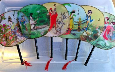 Chinese Decorative Hand Fans Set of 6