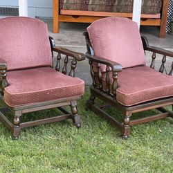 Vintage Ethan & Allen Wooden Armchairs