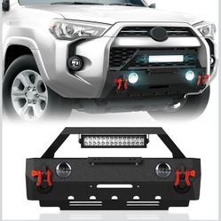 Front Bumper Compatible with 2010-2023 Toyota 5th Gen 4Runner(Not fit 2010-2013 SR5) Off-Road Bumper with Skid Plate Winch Plate, License Plate Bracke