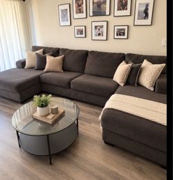 Dark Gray Fabric Sectional Sofa