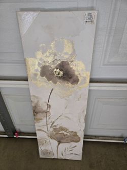 Floral Canvas Wall Art with Gold Accents