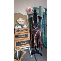 Brown layered romantic skirt