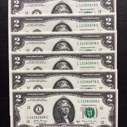 6 Lucky Unc $2 Dollar Bills 2026 Year of The Horse