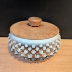 Vintage Fenton Opalescent Hobnail Lidded Powder Jar 