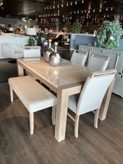 Ivory 6PC Marble Dining table set