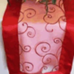 12\108 Embroidered organza red table runner 16 of
