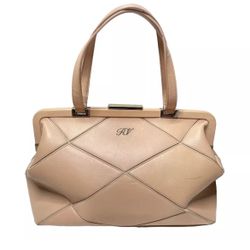 Roger Vivier Beige Leather Prismick Frame Bag Top Handle