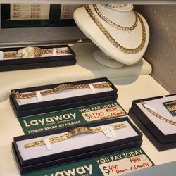 Mens Ladies 10kt 14kt Bracelets Rings Watches Pendants 