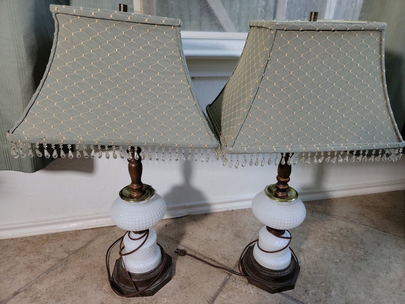Antique Milk Glass Lamps (Pair)