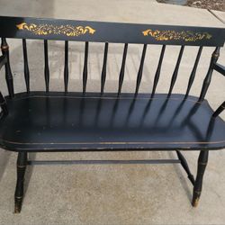 Vintage Hitchcock-style Black Wooden Bench