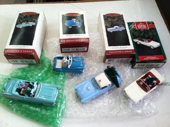 LOT OF 4 Vintage Hallmark Die-Cast Car Christmas Ornaments with Boxes!!