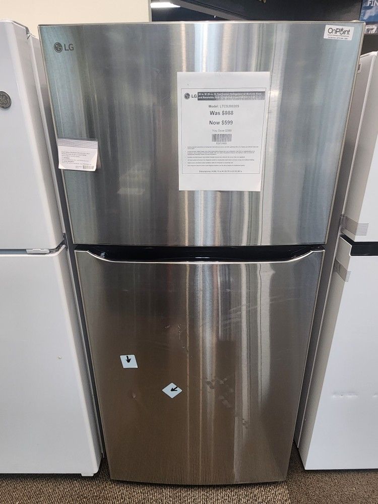 30 in. W 20 cu. ft. Top Freezer Refrigerator wl Multi-Air Flow and Reversible Door in Stainless Steel ENERGY STAR
