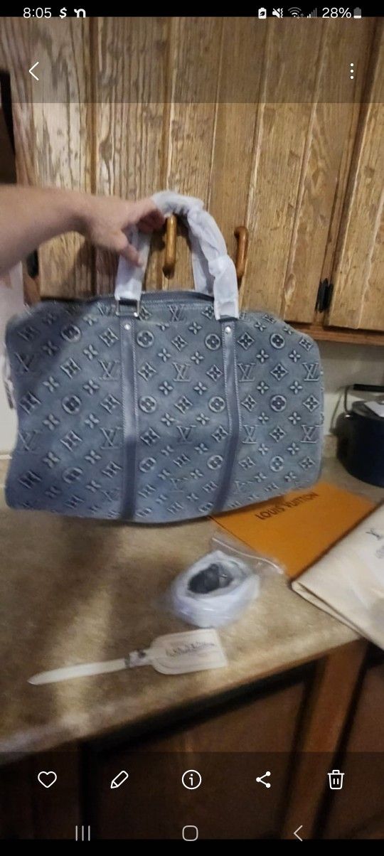 Louis Vuitton Keepall Bandouliere 45 Sky Blue Denim NEW WITH TAGS