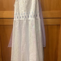 Else Frozen Princess Dress White Cape Purple Sequins L 10/12 