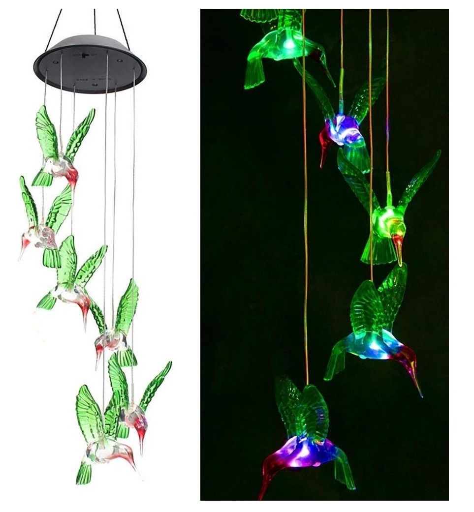 ZOUTOG Solar String Lights, Color Changing LED Mobile Hummingbird Wind Chimes, Waterproof Outdoor Solar Lights for Home/Yard/Patio/Garden