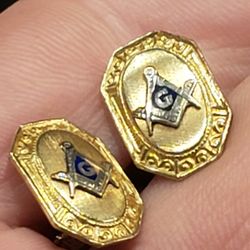 1930's 10k Gold Masonic Cuff Links 6.9 Grams