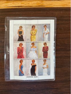 Princess Diana Royal Gowns Plate Block of 9 Stamps, Limited Edition Collectors Item