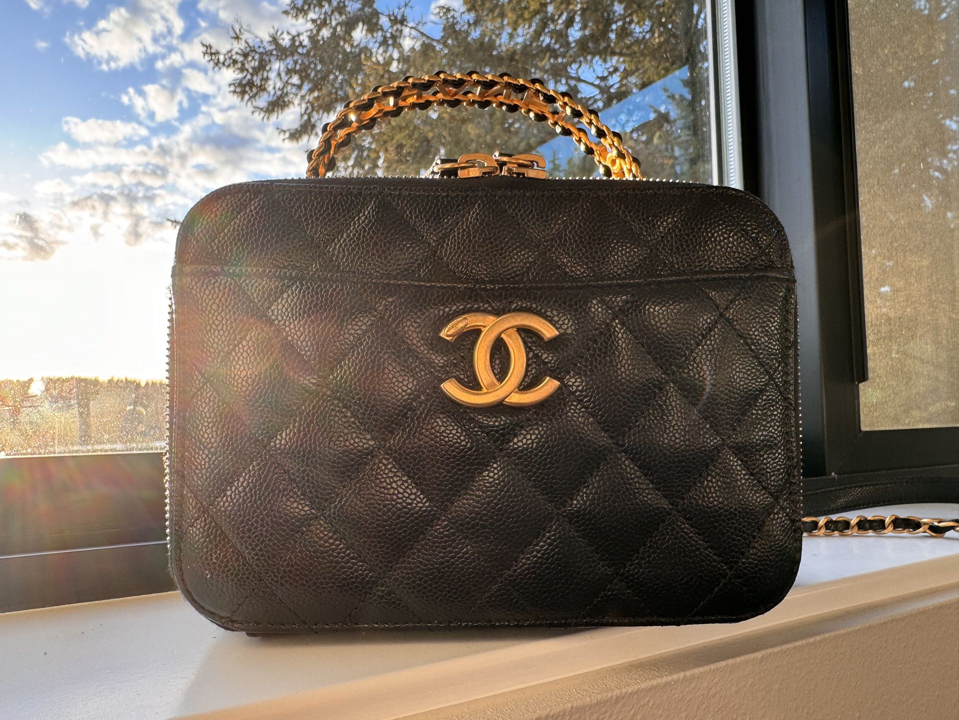 Chanel Vanity Case Medium Camera Bag with Top Handle (Rare find -vNew Condition)