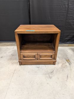 Mid-Century Drexel Brown Wood Nightstand with Open Shelf