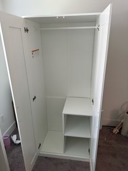 White Wardrobe with Hanging Rail and Shelves