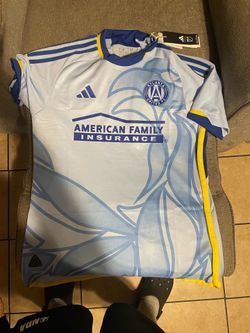 adidas Atlanta United FC MLS Soccer Jersey Light Blue Size M - Sponsor Logo