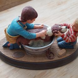 Splish Splash Norman Rockwell's Age of Wonder Collection 1990 Kids Bathing Dog