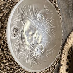 Verlys Pinecone Bowl clear Frosted Giftware Vintage Glass.