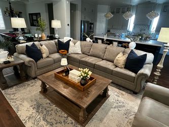 Custom Oversized Ashley Olsberg Sectional + Oversized Chair & Ottoman