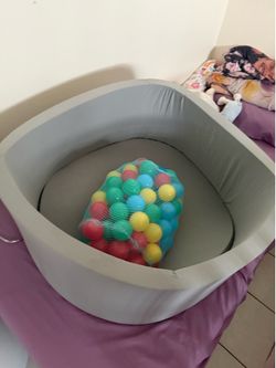 Gray Kids Ball Pit with Colorful Balls