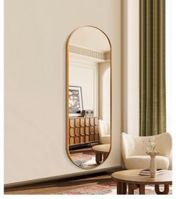 Modern Full-Length Arched Mirror – Gold Frame