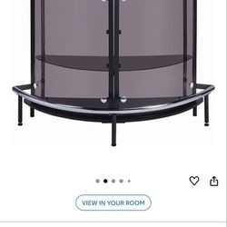BOWERY HILL 41" H x 50.75" W Contemporary Metal & Glass Home Bar with 2 Doors