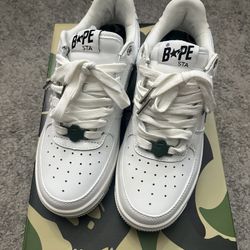 A Bathing Ape Bapesta Low ABC Camo White Green 2022 Sz 7 Men’s 8.5 Women’s Bape