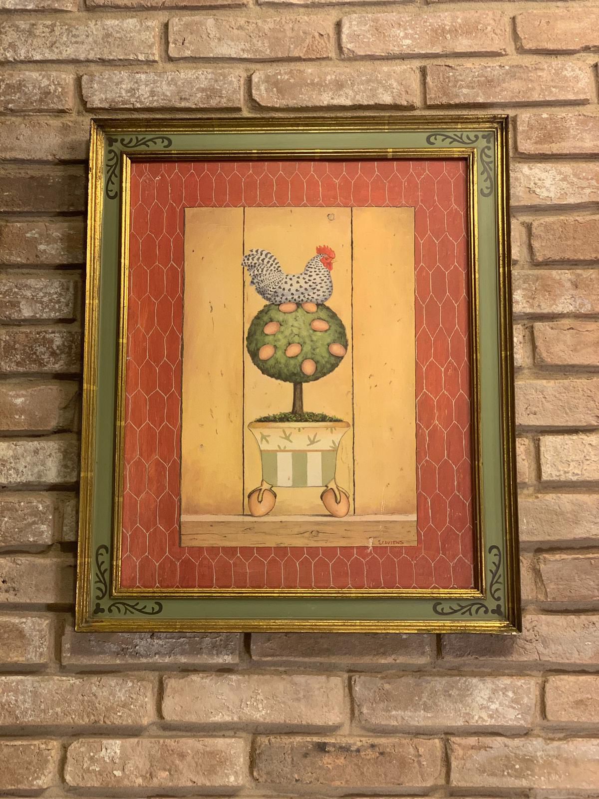 “Chicken Topiary” By James Weins, Framed