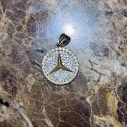 10k Solid Gold Mercedes Benz Pendant 