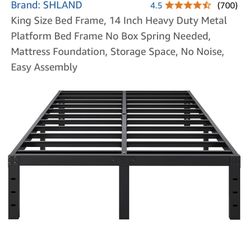 King Platform Metal Bed Frame