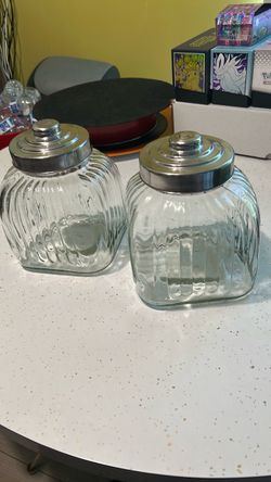 Amici hand made glass containers 8”H 7”W