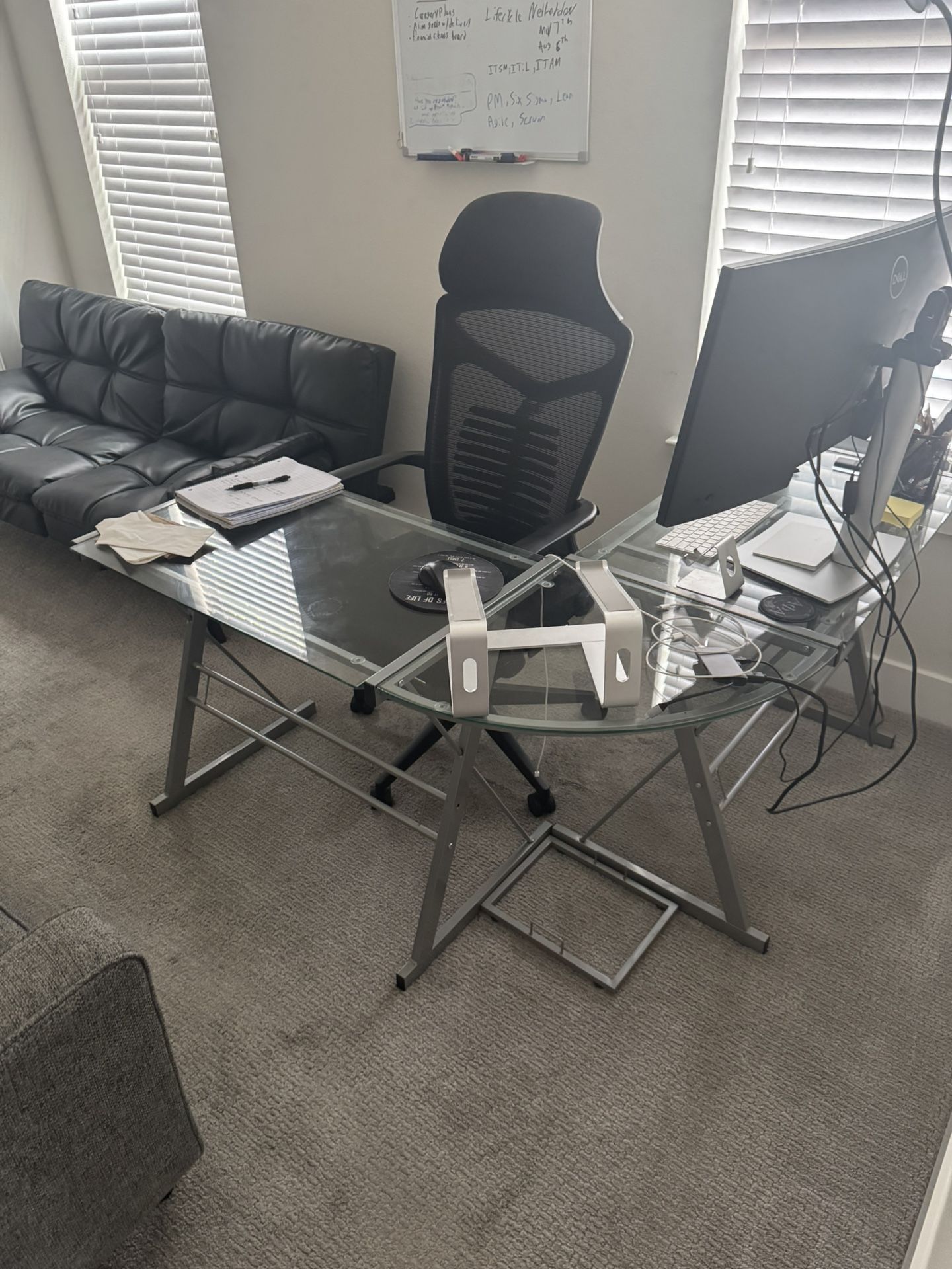 Glass Office Desk $75