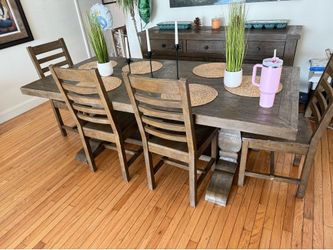 (Living Spaces) Dining Table, Bench and 4 chairs